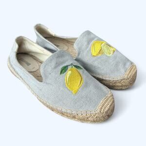 Soludos Women's Lemon Embroidered Espadrilles size 7.5 NEW Summer Cute Girly